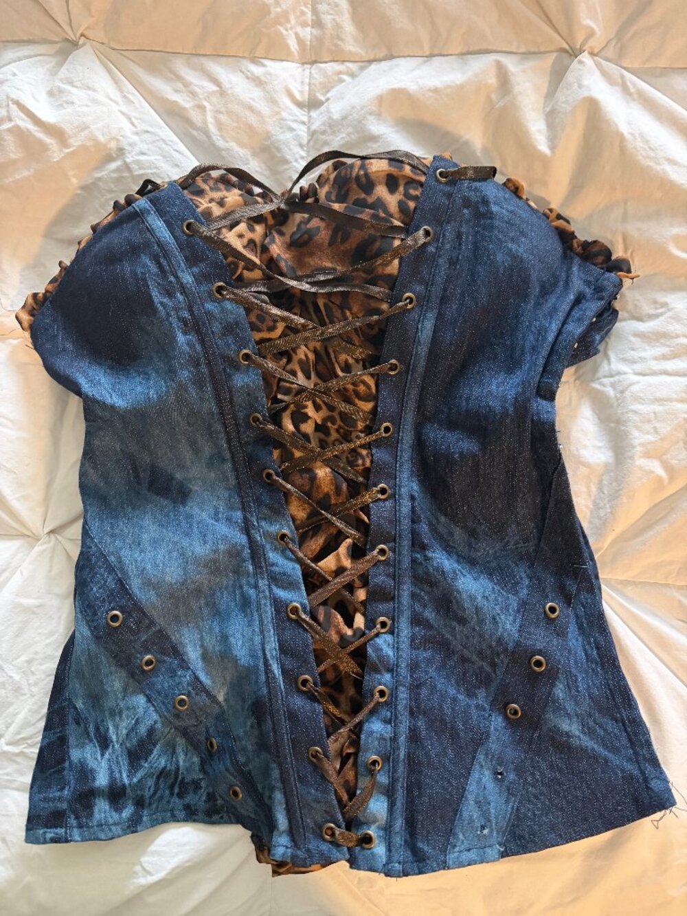 Denim/Leopard Bustier